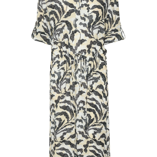 Soaked in Luxury Zaya Dress | Sandfarver med sort print |Cool basic kjole med print |