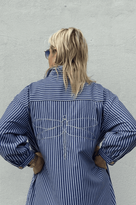 Gaspar Malmø skjortekjole | Cool kjole i blå strib I Dresslab