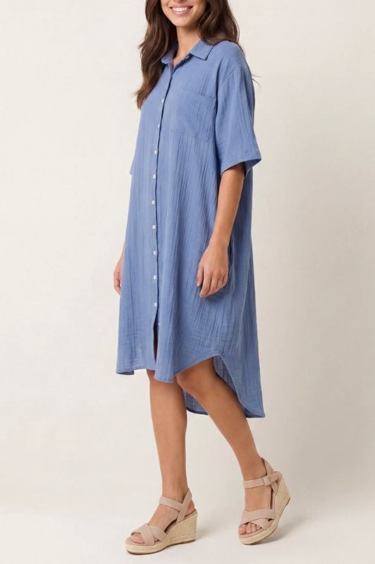 Studio West dress I Sommerkjole gennemknappet i blå