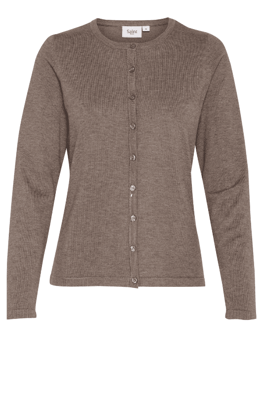 Saint Tropez Mila cardigan | Strikket cardigan I Mørk sand melange