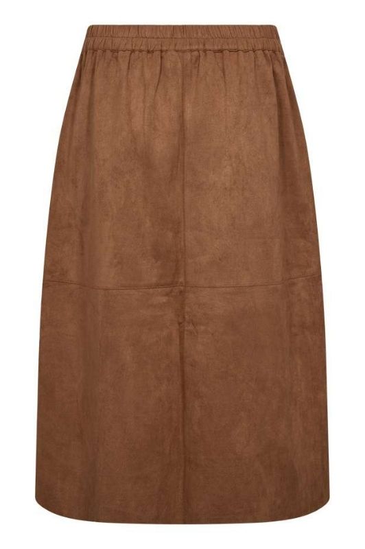 Freequent Noville skirt | Fake suede cognac nederdel