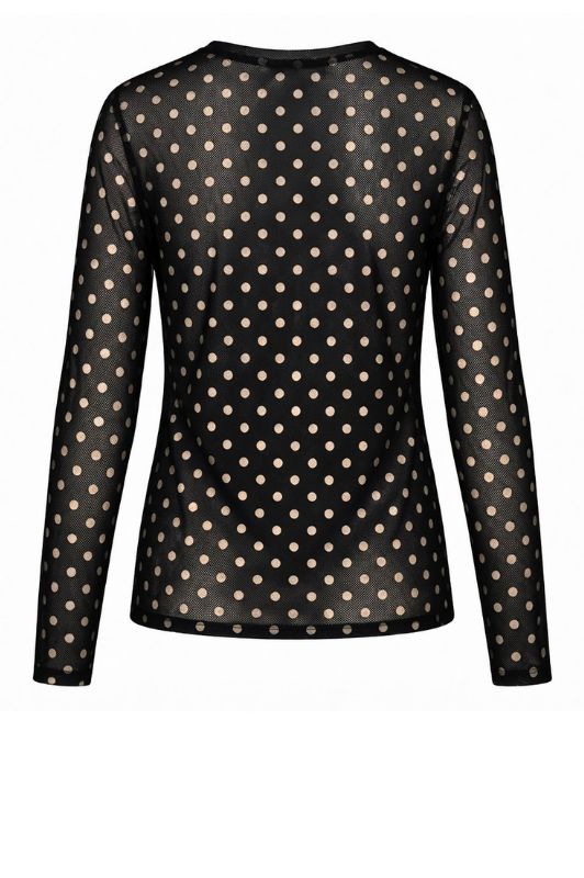 Luxzuz Dot mesh t-shirt I Sort prikket meshbluse