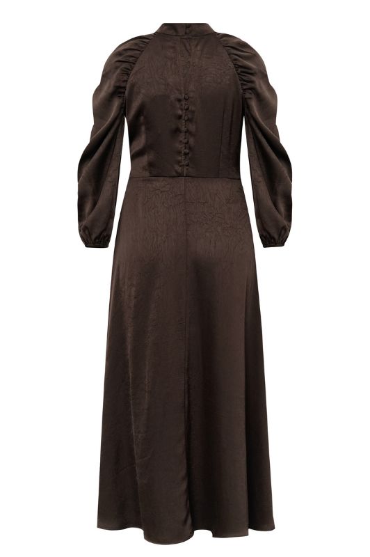 A-View Ferina dress I Langærmet mørkebrun festkjole