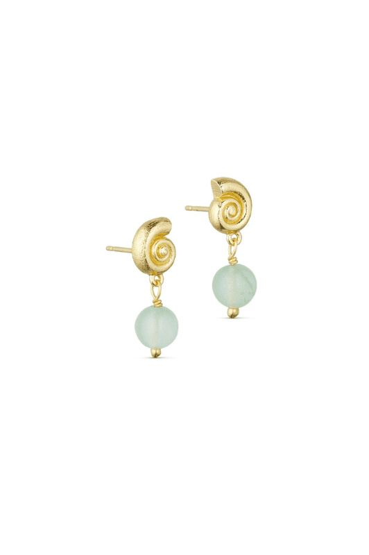 Pure by Nat I Shella øreringe i guld med prehnite sten