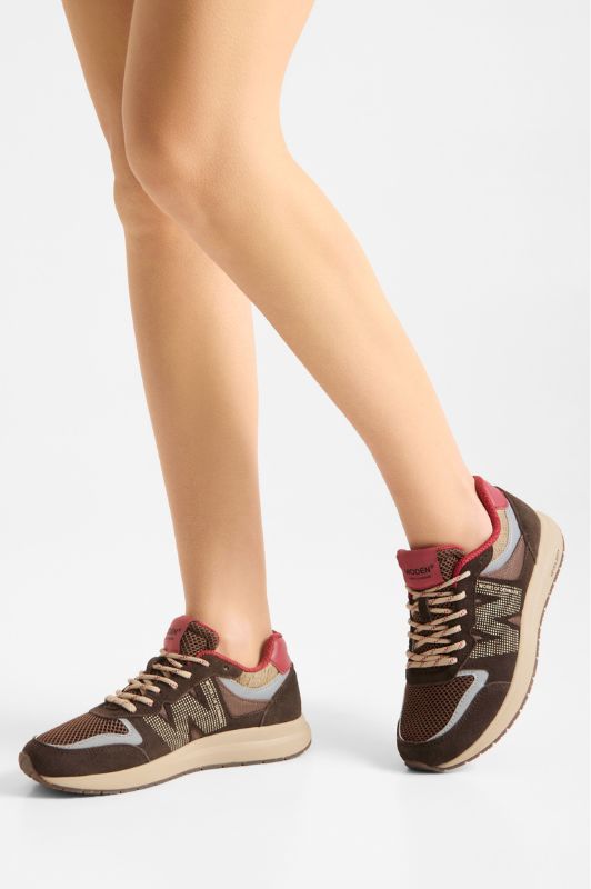 Woden Rigmor open mesh leather sneakers | Cacao multi