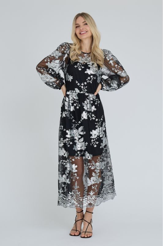 A-View Estelle dress I Tylkjole i sort med sølv pallietter