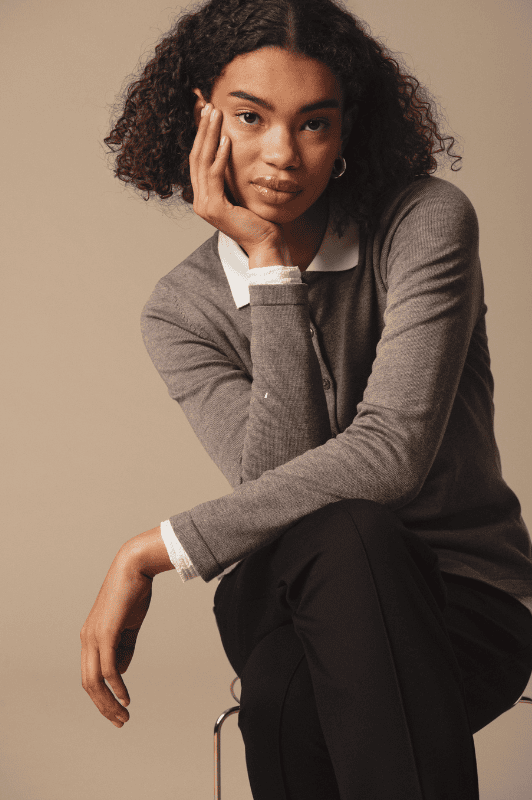 Saint Tropez Mila cardigan | Strikket cardigan I Mørk sand melange