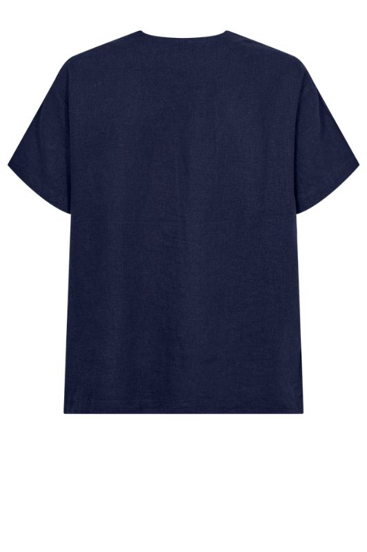 Freequent Lava shirt | Kortærmet hørskjorte i navy I Dresslab