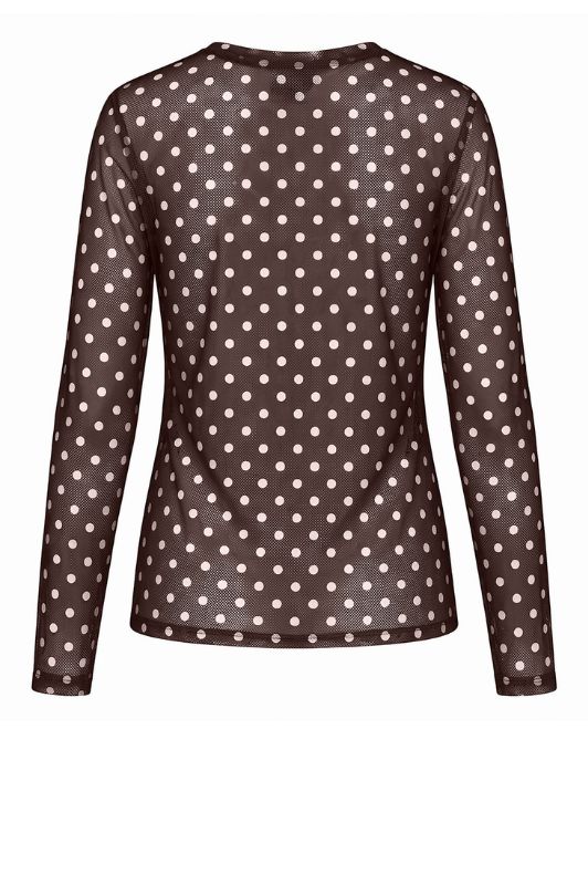Luxzuz Dot mesh t-shirt I Brun prikket meshbluse