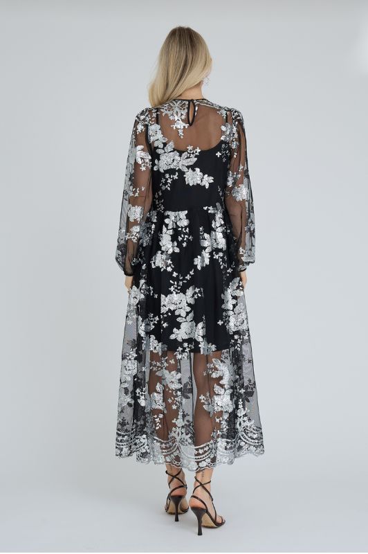 A-View Estelle dress I Tylkjole i sort med sølv pallietter