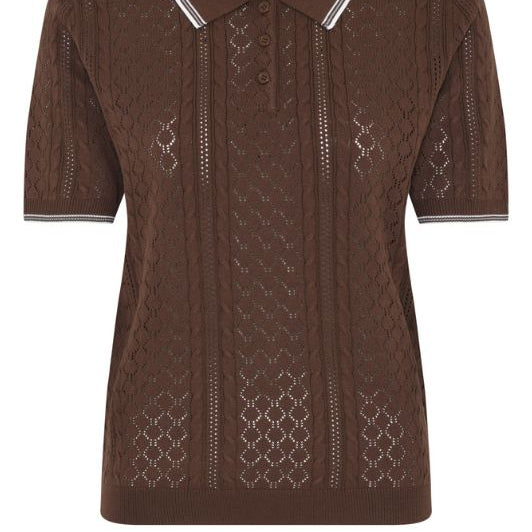 La Rouge Alma polo | Brun pointelle t-shirt