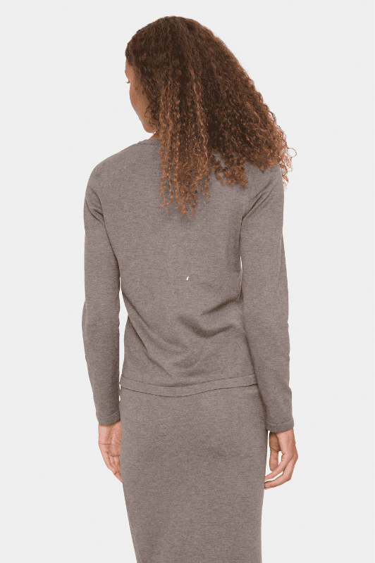Saint Tropez Mila cardigan | Strikket cardigan I Mørk sand melange