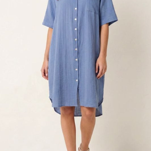 Studio West dress I Sommerkjole gennemknappet i blå