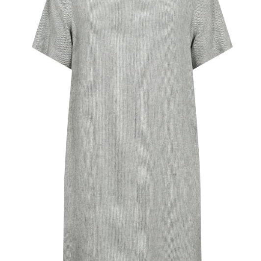 Freequent Lava dress | Stribet hørkjole i grøn I Dresslab