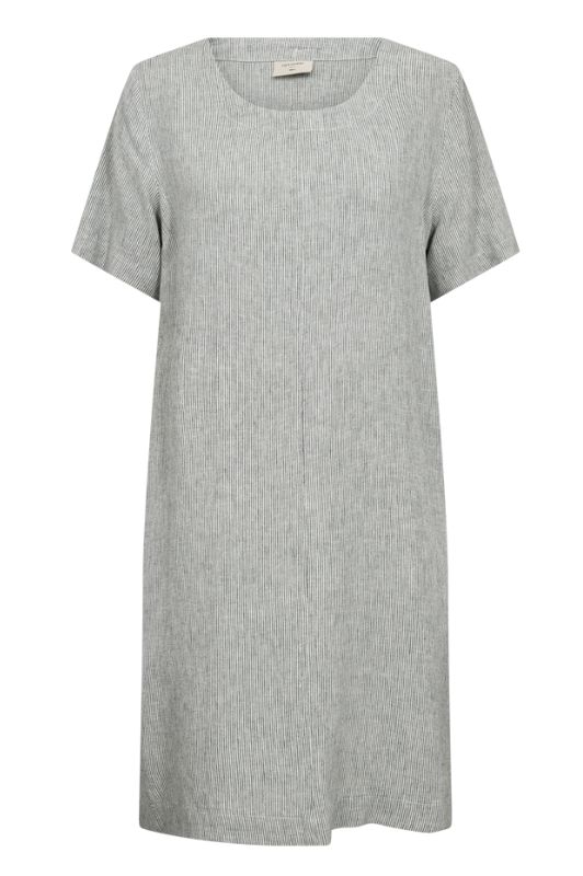 Freequent Lava dress | Stribet hørkjole i grøn I Dresslab
