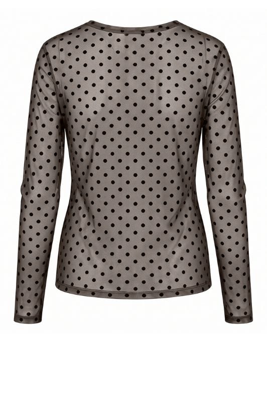 Luxzuz Dot mesh t-shirt I Mørkebrun prikket meshbluse