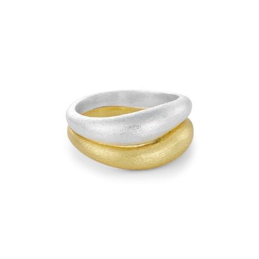 Pure by Nat Echo ring i børstet guld og sterling sølv