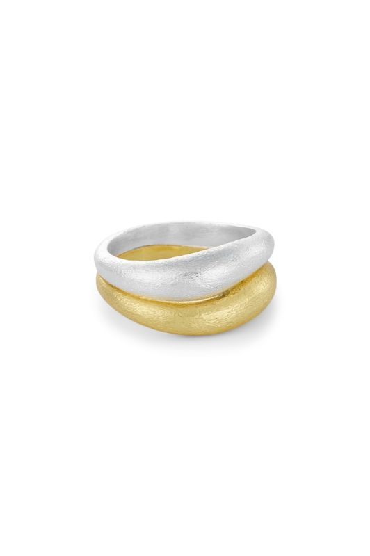 Pure by Nat Echo ring i børstet guld og sterling sølv