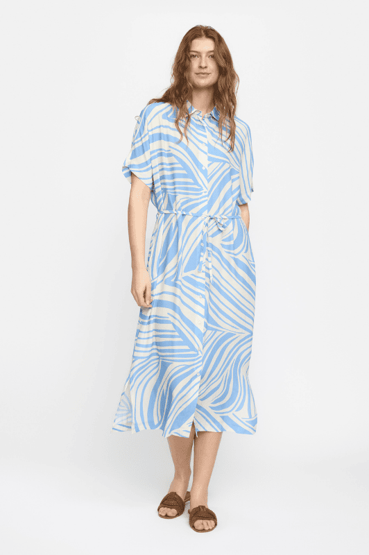 Soft Rebels Billy dress | Flot skjortekjole i grafisk lyseblå print