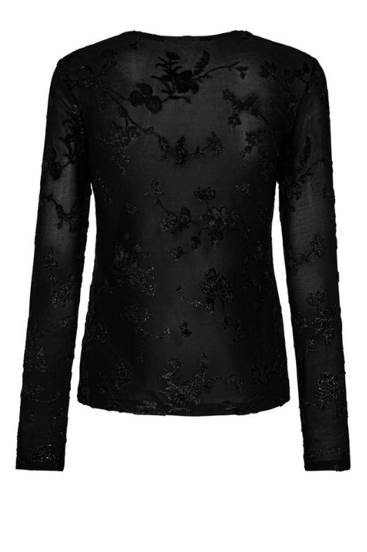 Freequent Biska bluse sort I Meshbluse med glimmer