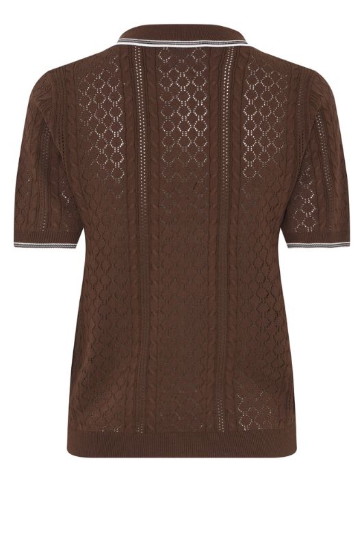 La Rouge Alma polo | Brun pointelle t-shirt