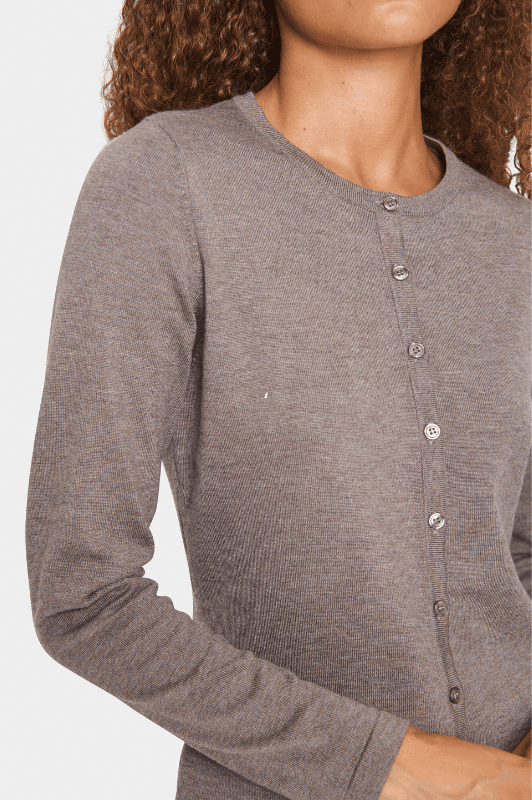 Saint Tropez Mila cardigan | Strikket cardigan I Mørk sand melange