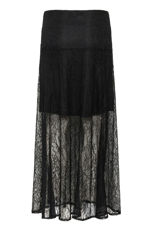 Saint Tropez Milena skirt | Sort lang blondenederdel