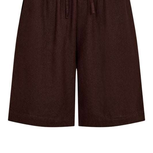 Freequent Shorts | Brune hørshorts med lommer I Dresslab