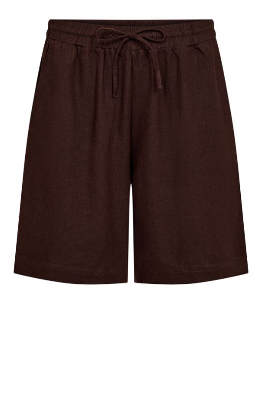Freequent Shorts | Brune hørshorts med lommer I Dresslab