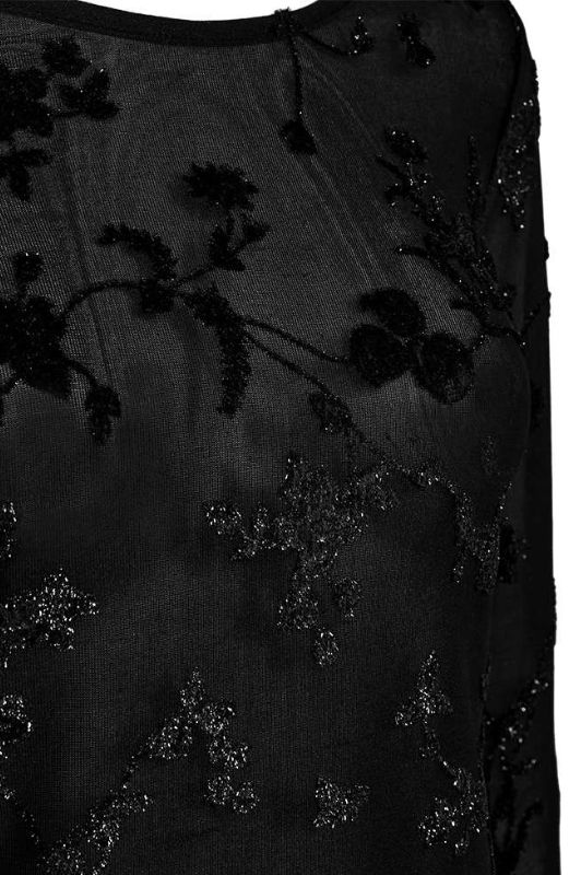 Freequent Biska bluse sort I Meshbluse med glimmer