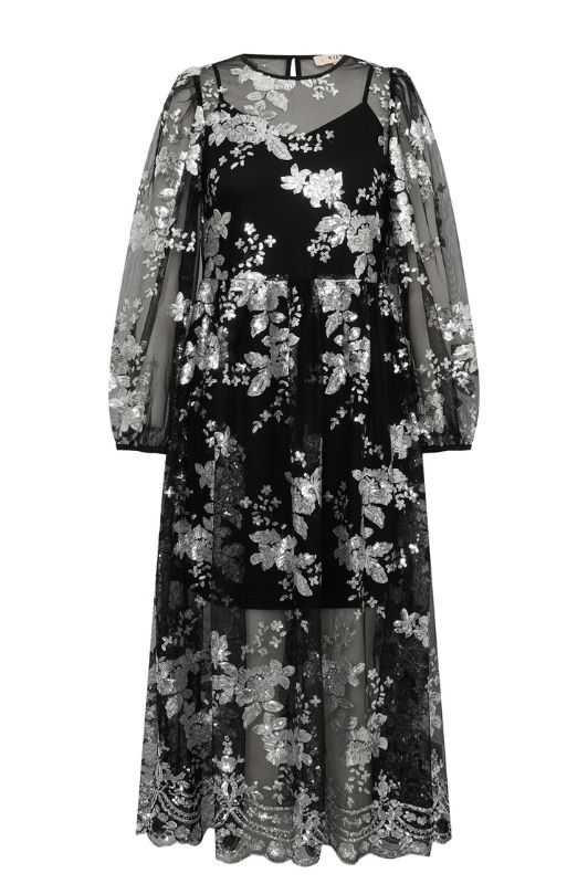 A-View Estelle dress I Tylkjole i sort med sølv pallietter