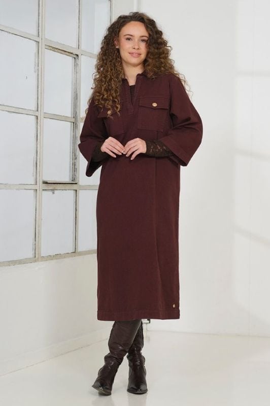Prepair Vivian dress | Bordeaux denimkjole i maxilængde