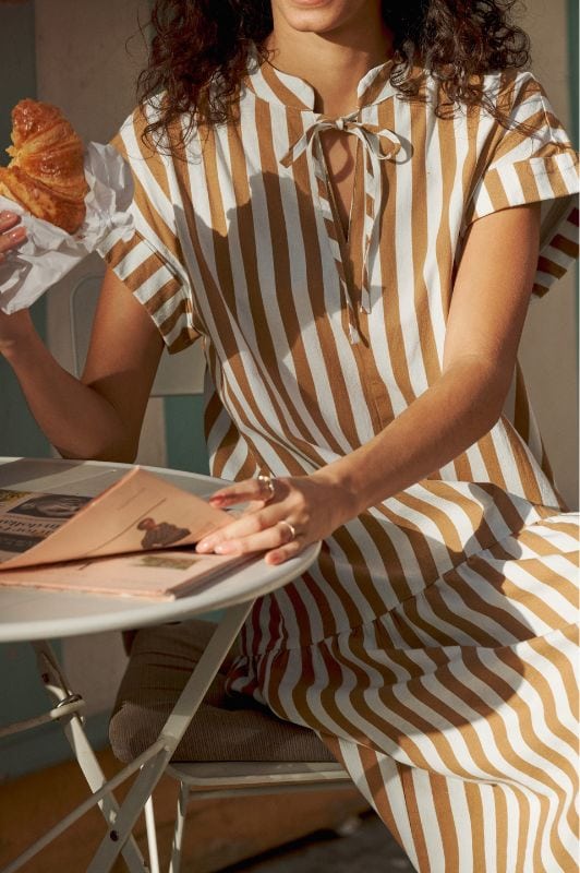 Saint Tropez Zalinda dress I Sommerkjole i brune striber