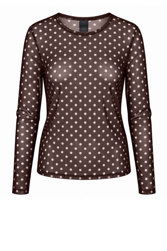 Luxzuz Dot mesh t-shirt I Brun prikket meshbluse