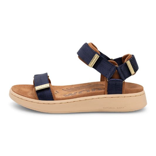 Woden Line sandal | Damesandal navy cognac