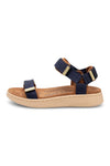Woden Line sandal | Damesandal navy cognac