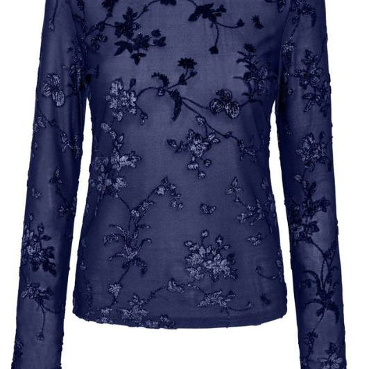 Freequent Biska bluse blå I Meshbluse med glimmer