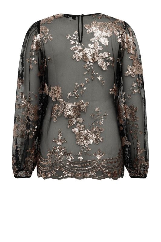 A-View Estelle bluse I Mesh bluse med pallietter i rose gold