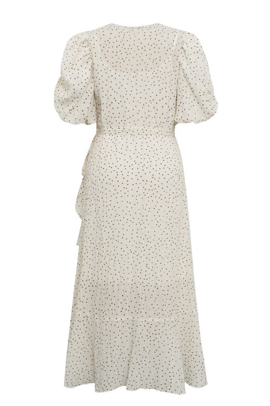 A-View Sinda dress I Hvid slå-om kjole med prikker