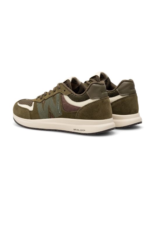 Woden Rigmor open mesh leather sneakers | Dark olive
