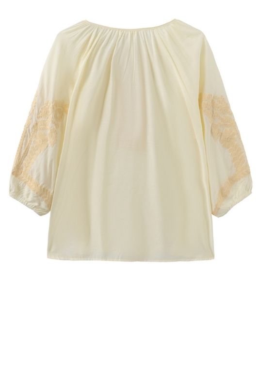Luxzuz Viktoria bluse i gul med gult broderi
