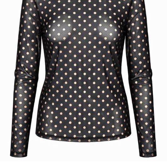 Luxzuz Dot mesh t-shirt I Sort prikket meshbluse