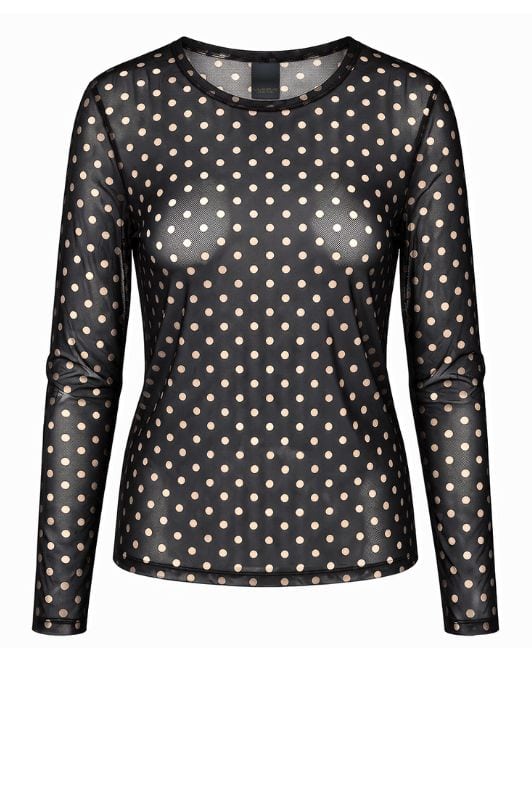 Luxzuz Dot mesh t-shirt I Sort prikket meshbluse