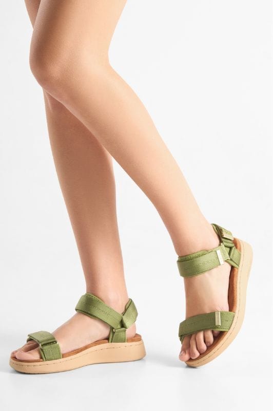 Woden Line sandal | Damesandal bambus green