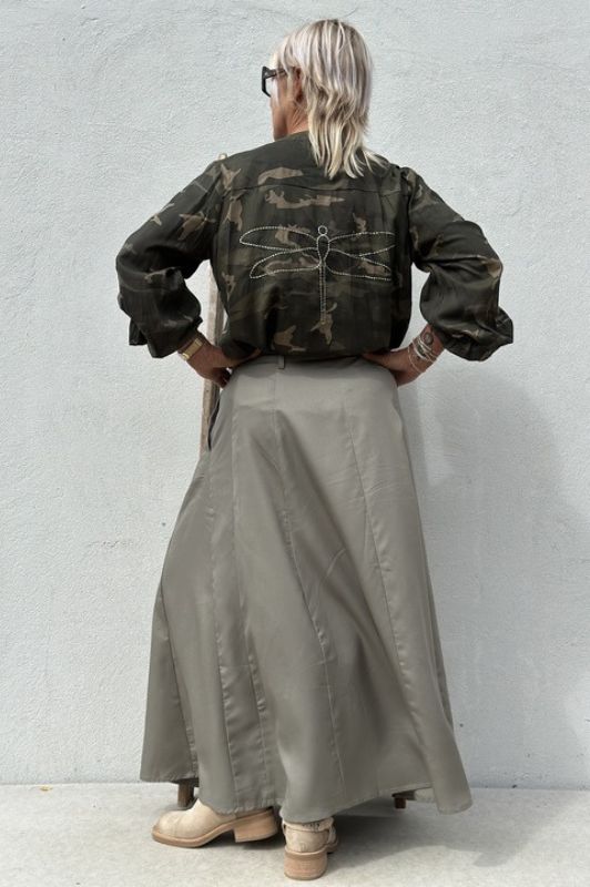 Gaspar Seoul nederdel i grå tencel