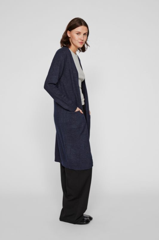 VILA Viril Cardigan lang | Lækker blød strikcardigan i navy