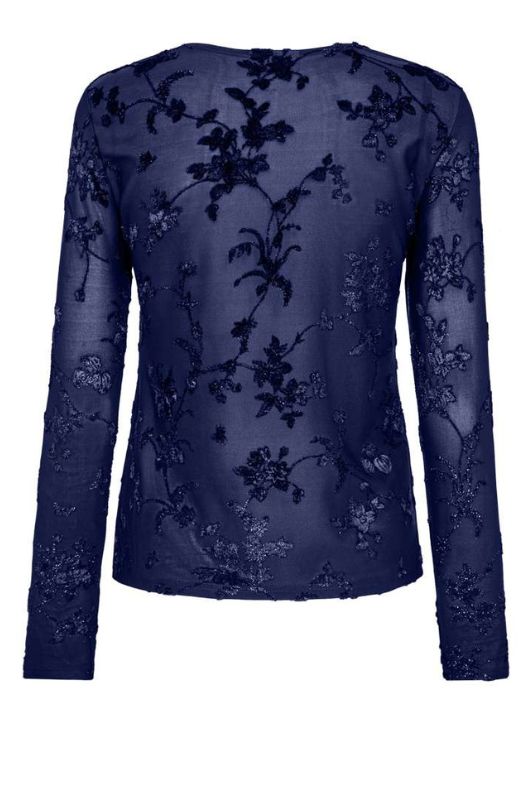 Freequent Biska bluse blå I Meshbluse med glimmer
