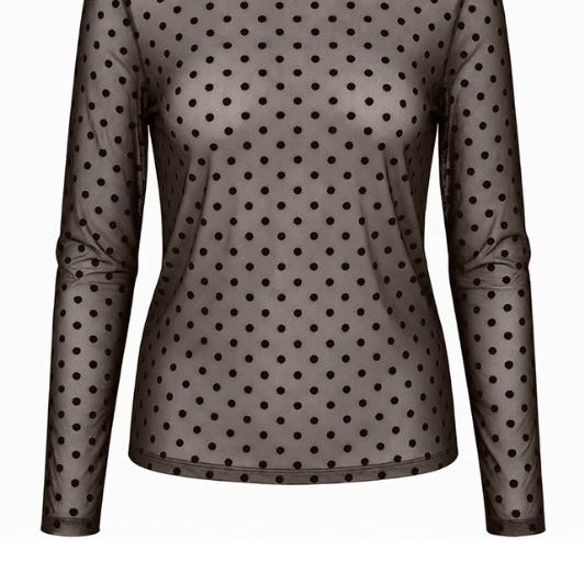 Luxzuz Dot mesh t-shirt I Mørkebrun prikket meshbluse
