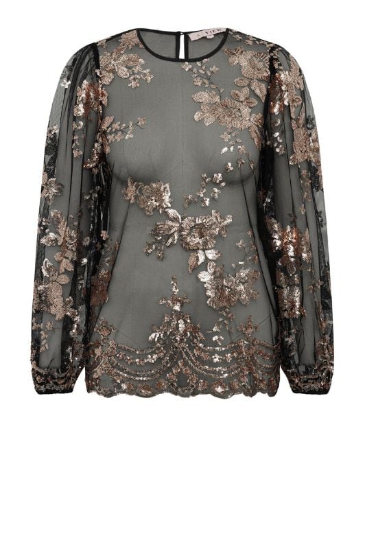 A-View Estelle bluse I Mesh bluse med pallietter i rose gold