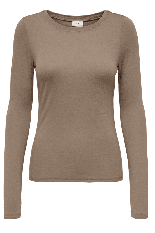 JDY Suma basis top | Langærmet uld t-shirt I Sandmelange